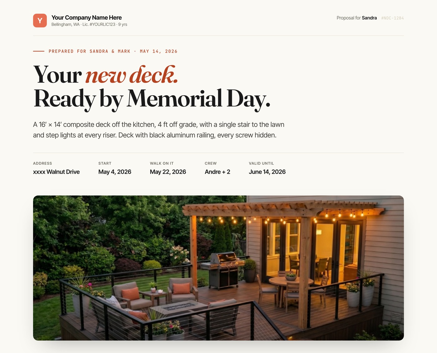 DeckCountry proposal preview &mdash; Sandra & Mark